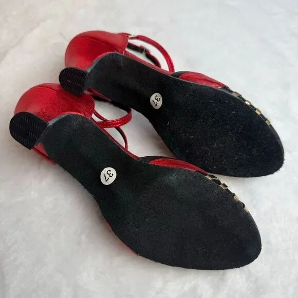 Women's Red Dance High Heel Shoes Size 37 Without Box - Picture 5 of 6